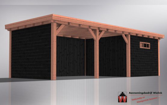 Houten schuur met carport - Schuur met overkapping - tuinschuur met overkapping