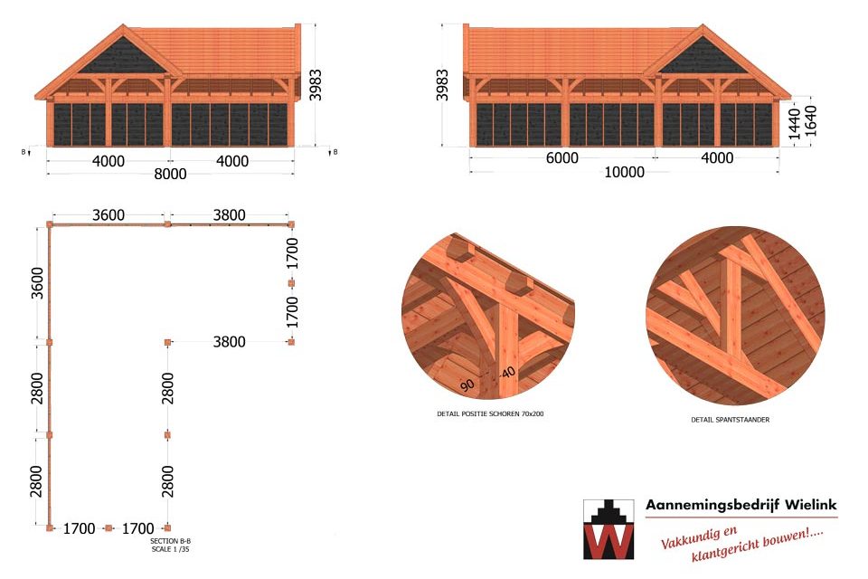 douglas of eiken kapschuur hoekmodel - L-vorm in hoek- exclusieve houtbouw wielink (1)