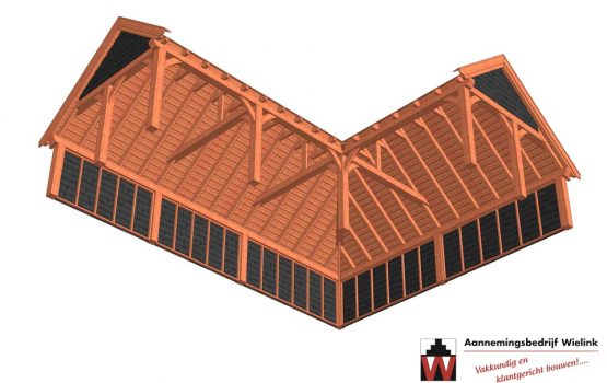 douglas of eiken kapschuur hoekmodel - L-vorm in hoek- exclusieve houtbouw wielink (1)