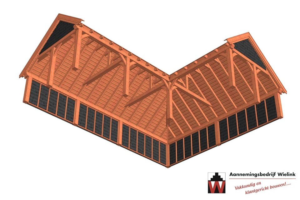 douglas of eiken kapschuur hoekmodel - L-vorm in hoek- exclusieve houtbouw wielink (1)