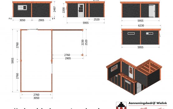 Douglas overkapping met tuinhuis hoekmodel - schuur met overkapping in hoek - zelf bouwpakket