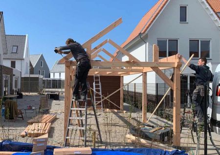 Bouw houten schuur met overkapping - Bouwpakket douglas constructie schuur met overkapping - Wielink Houtbouw (4)